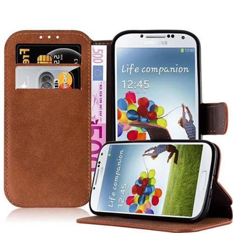 Cadorabo Hülle kompatibel mit Samsung Galaxy S4 Schutzhülle mit Standfunktion und Kartenfach im Retro Design