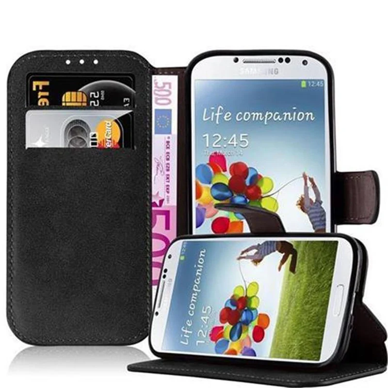 Cadorabo Hülle kompatibel mit Samsung Galaxy S4 Schutzhülle mit Standfunktion und Kartenfach im Retro Design