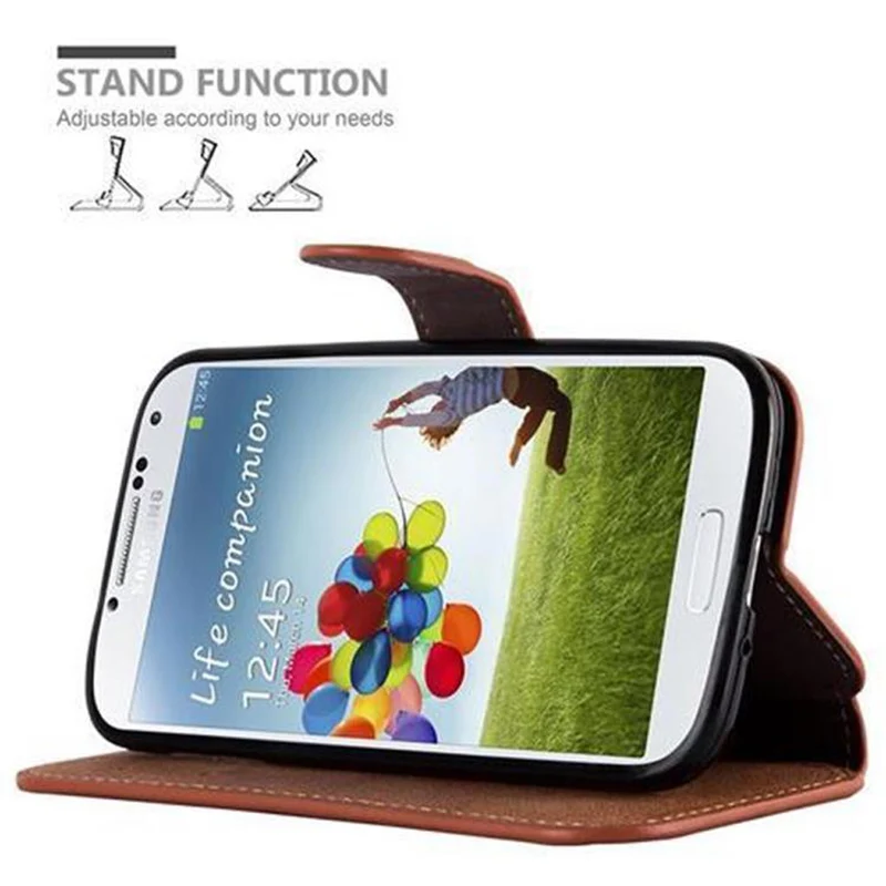 Cadorabo Hülle kompatibel mit Samsung Galaxy S4 Schutzhülle mit Standfunktion und Kartenfach im Retro Design