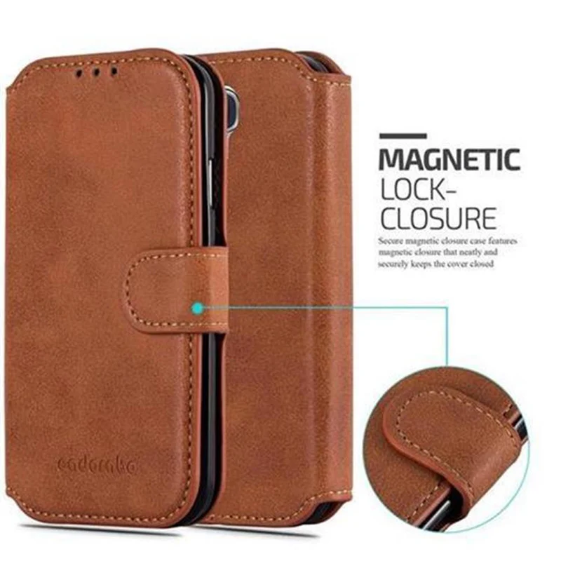 Cadorabo Hülle kompatibel mit Samsung Galaxy S4 Schutzhülle mit Standfunktion und Kartenfach im Retro Design