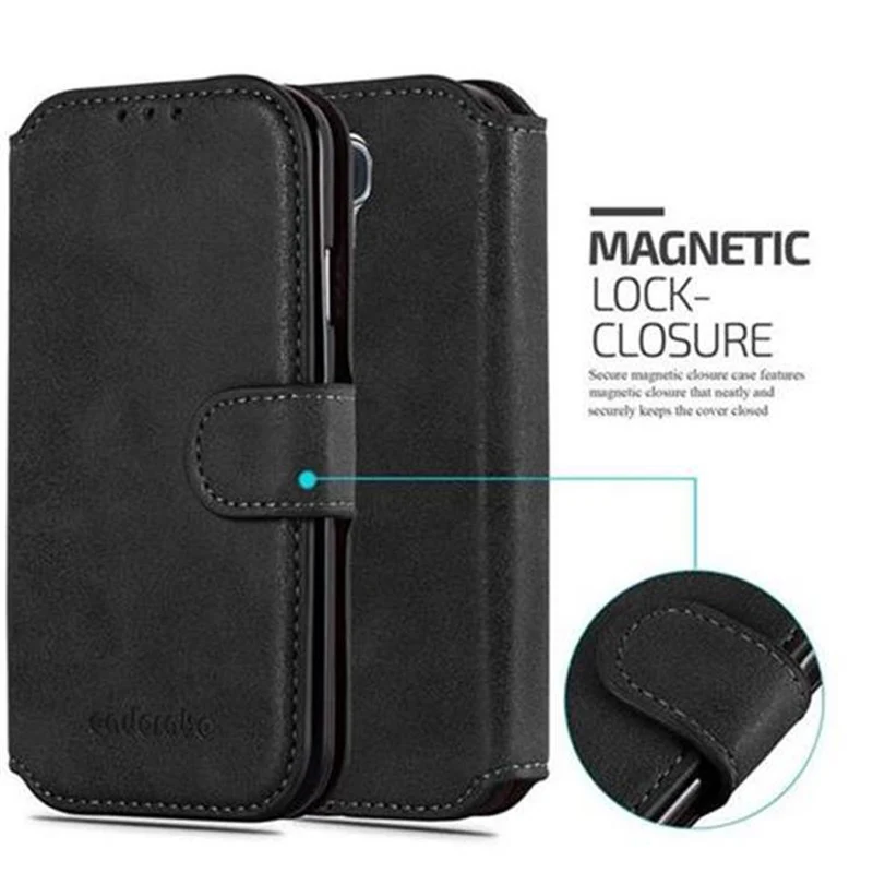 Cadorabo Hülle kompatibel mit Samsung Galaxy S4 Schutzhülle mit Standfunktion und Kartenfach im Retro Design