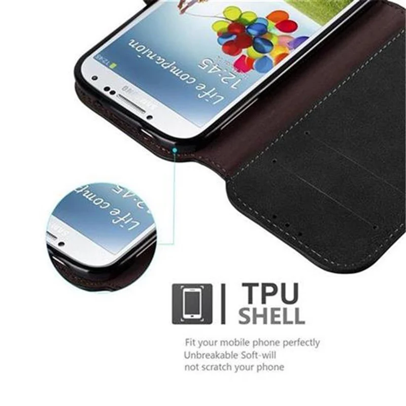 Cadorabo Hülle kompatibel mit Samsung Galaxy S4 Schutzhülle mit Standfunktion und Kartenfach im Retro Design