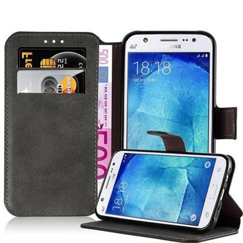 Cadorabo Hülle kompatibel mit Samsung Galaxy J5 2015 Schutzhülle mit Standfunktion und Kartenfach im Retro Design