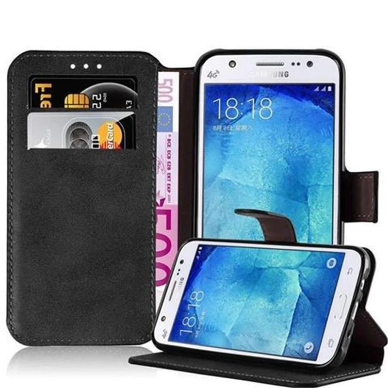 Cadorabo Hülle kompatibel mit Samsung Galaxy J5 2015 Schutzhülle mit Standfunktion und Kartenfach im Retro Design