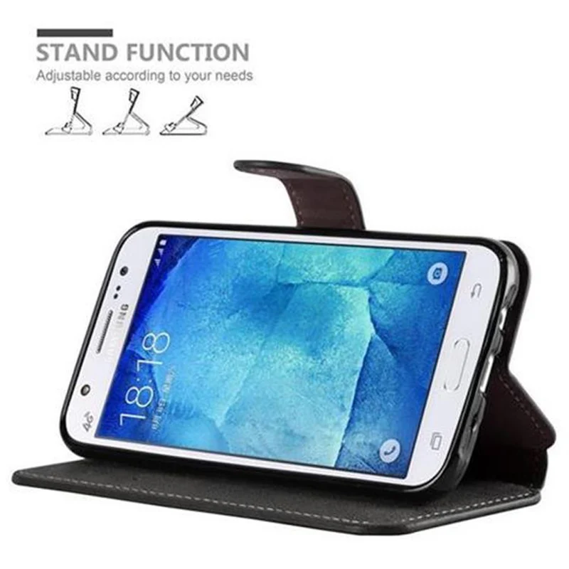 Cadorabo Hülle kompatibel mit Samsung Galaxy J5 2015 Schutzhülle mit Standfunktion und Kartenfach im Retro Design