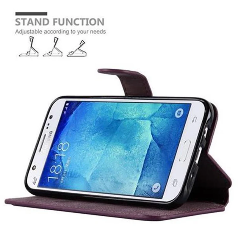 Cadorabo Hülle kompatibel mit Samsung Galaxy J5 2015 Schutzhülle mit Standfunktion und Kartenfach im Retro Design