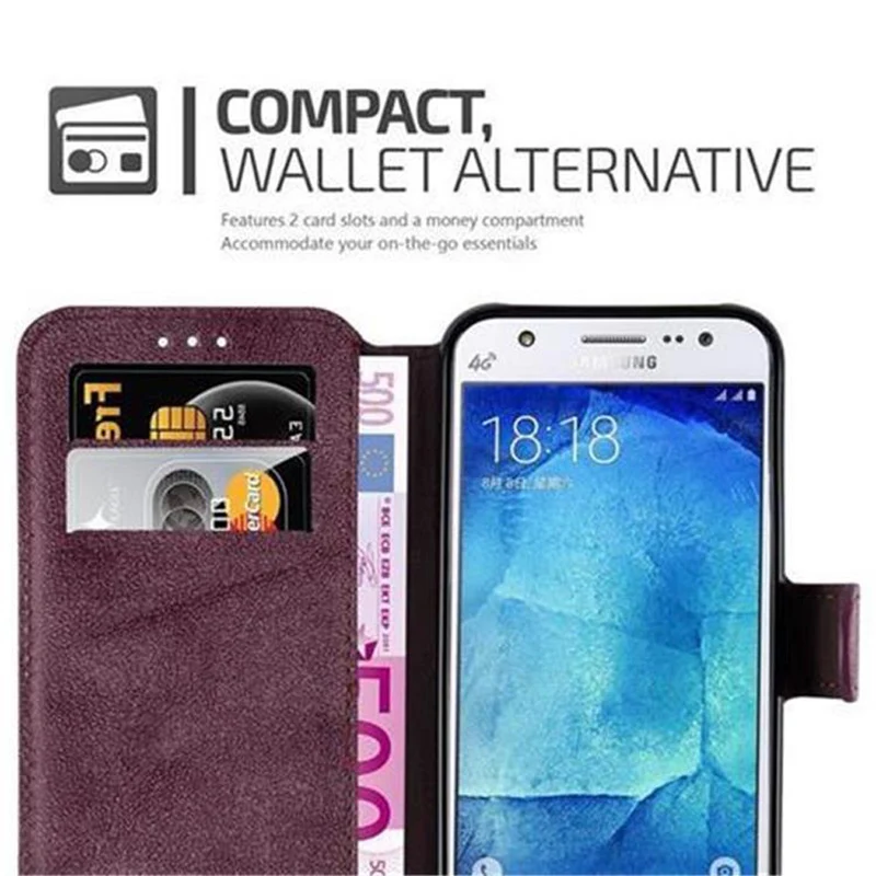 Cadorabo Hülle kompatibel mit Samsung Galaxy J5 2015 Schutzhülle mit Standfunktion und Kartenfach im Retro Design