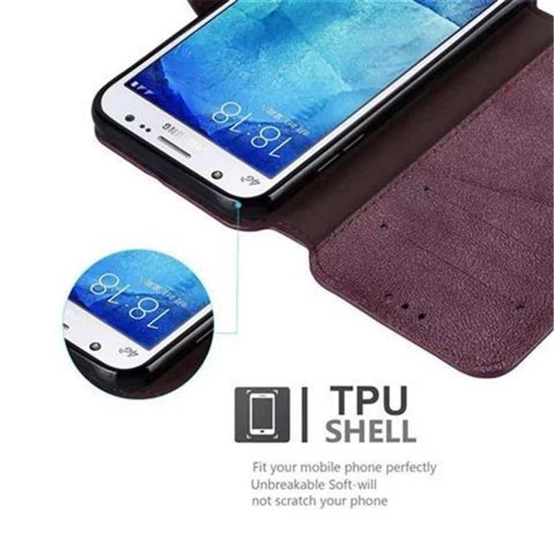 Cadorabo Hülle kompatibel mit Samsung Galaxy J5 2015 Schutzhülle mit Standfunktion und Kartenfach im Retro Design