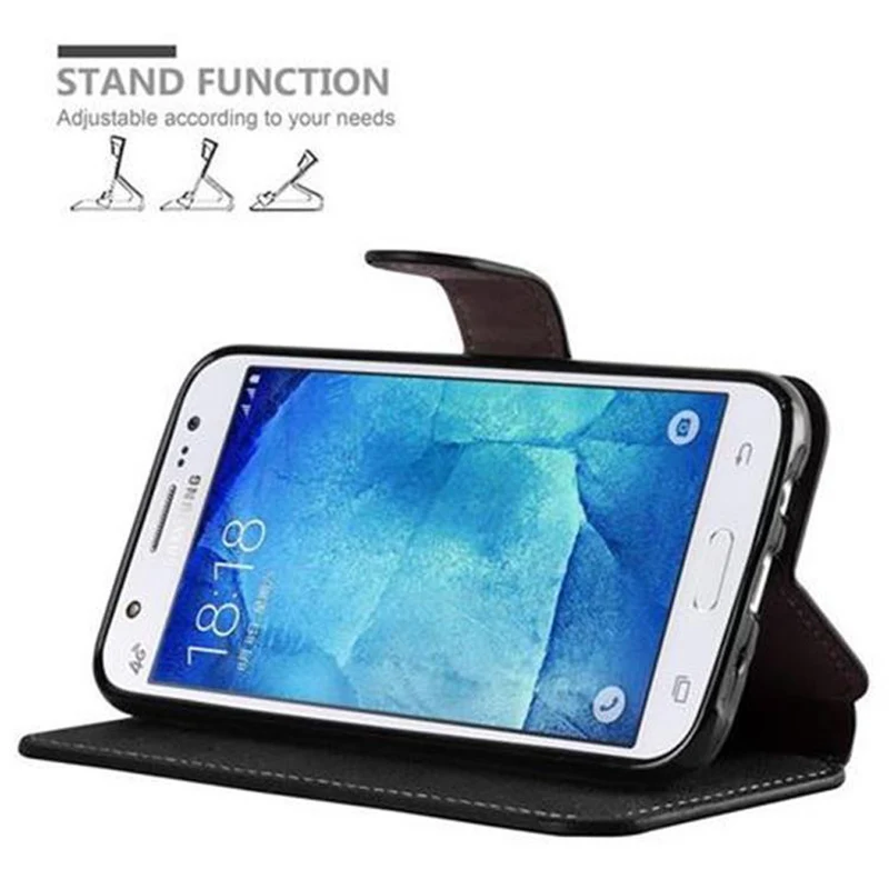 Cadorabo Hülle kompatibel mit Samsung Galaxy J5 2015 Schutzhülle mit Standfunktion und Kartenfach im Retro Design