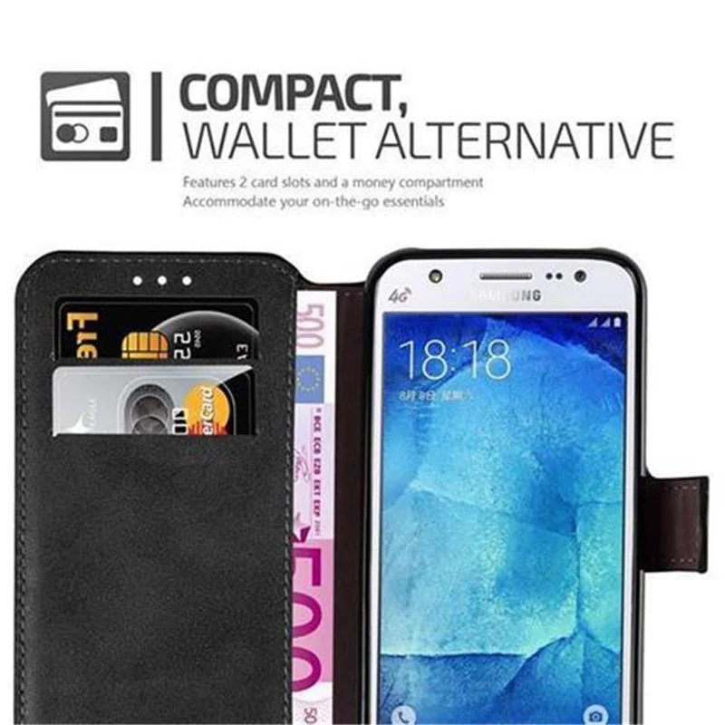 Cadorabo Hülle kompatibel mit Samsung Galaxy J5 2015 Schutzhülle mit Standfunktion und Kartenfach im Retro Design