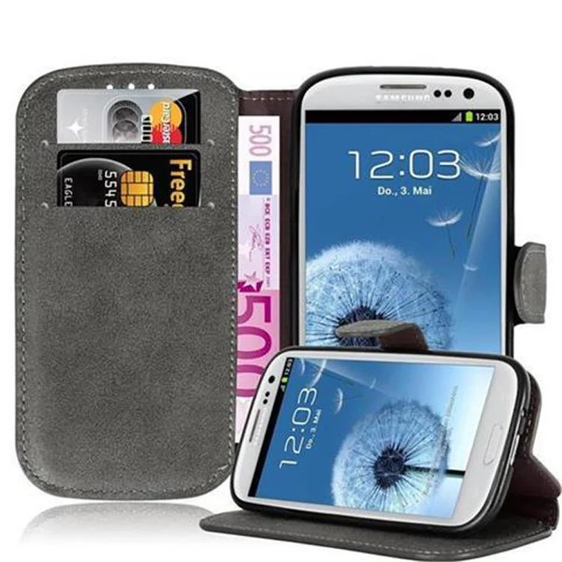 Cadorabo Hülle kompatibel mit Samsung Galaxy S3 / S3 NEO Schutzhülle mit Standfunktion und Kartenfach im Retro Design