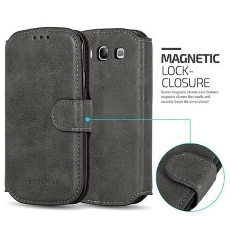 Cadorabo Hülle kompatibel mit Samsung Galaxy S3 / S3 NEO Schutzhülle mit Standfunktion und Kartenfach im Retro Design