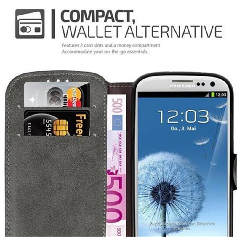 Cadorabo Hülle kompatibel mit Samsung Galaxy S3 / S3 NEO Schutzhülle mit Standfunktion und Kartenfach im Retro Design
