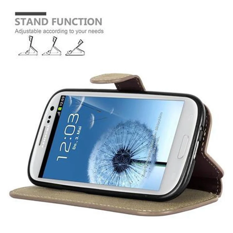 Cadorabo Hülle kompatibel mit Samsung Galaxy S3 / S3 NEO Schutzhülle mit Standfunktion und Kartenfach im Retro Design