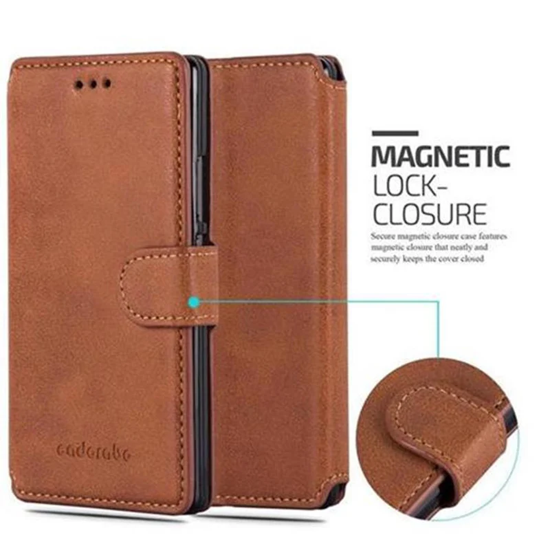 Cadorabo Hülle kompatibel mit Huawei ASCEND P7 Schutzhülle mit Standfunktion und Kartenfach im Retro Design