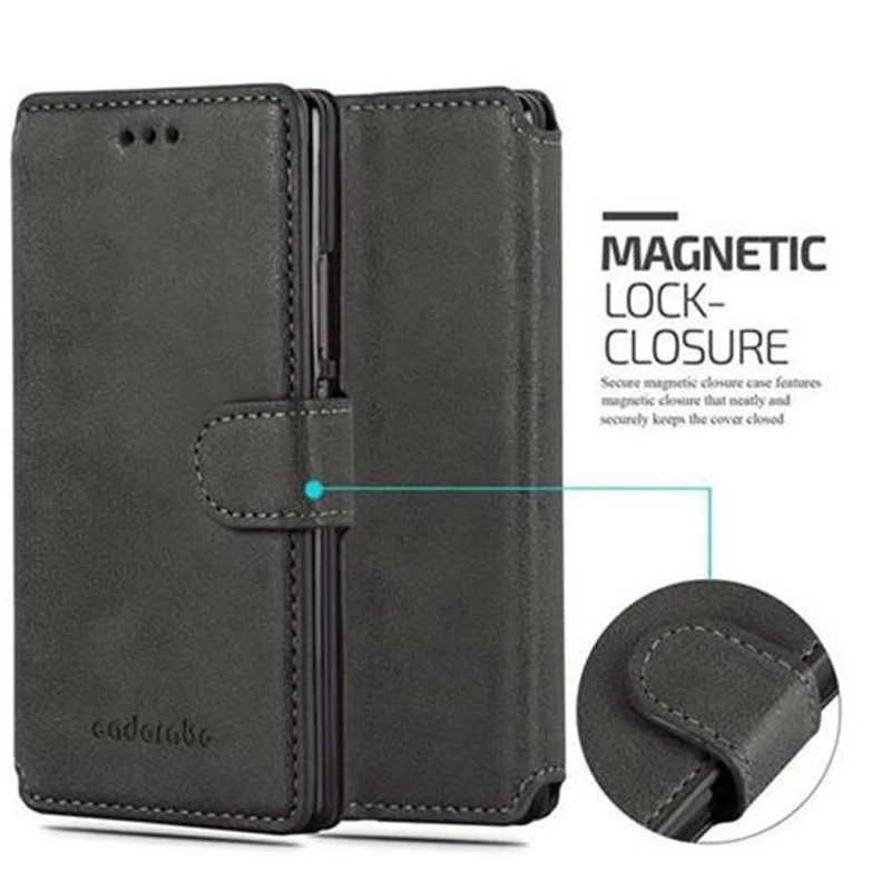 Cadorabo Hülle kompatibel mit Huawei ASCEND P7 Schutzhülle mit Standfunktion und Kartenfach im Retro Design