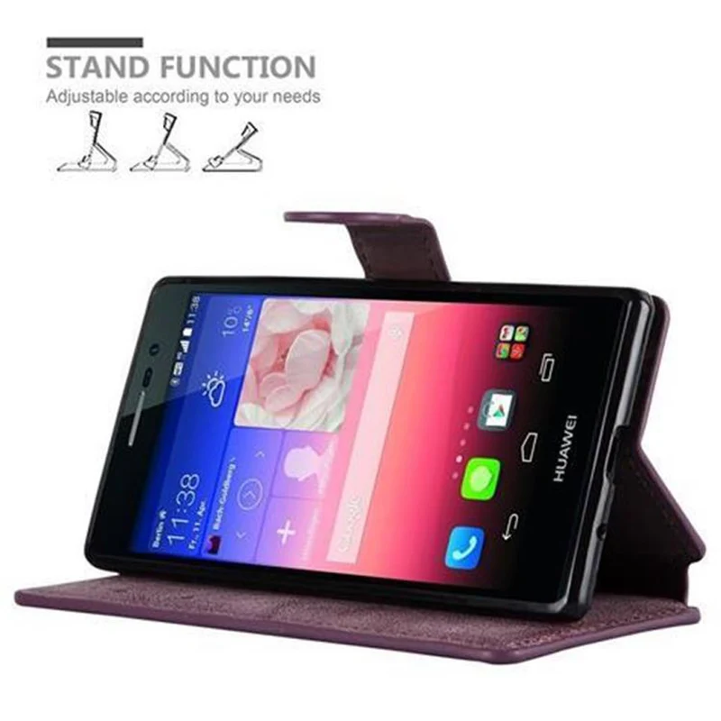 Cadorabo Hülle kompatibel mit Huawei ASCEND P7 Schutzhülle mit Standfunktion und Kartenfach im Retro Design