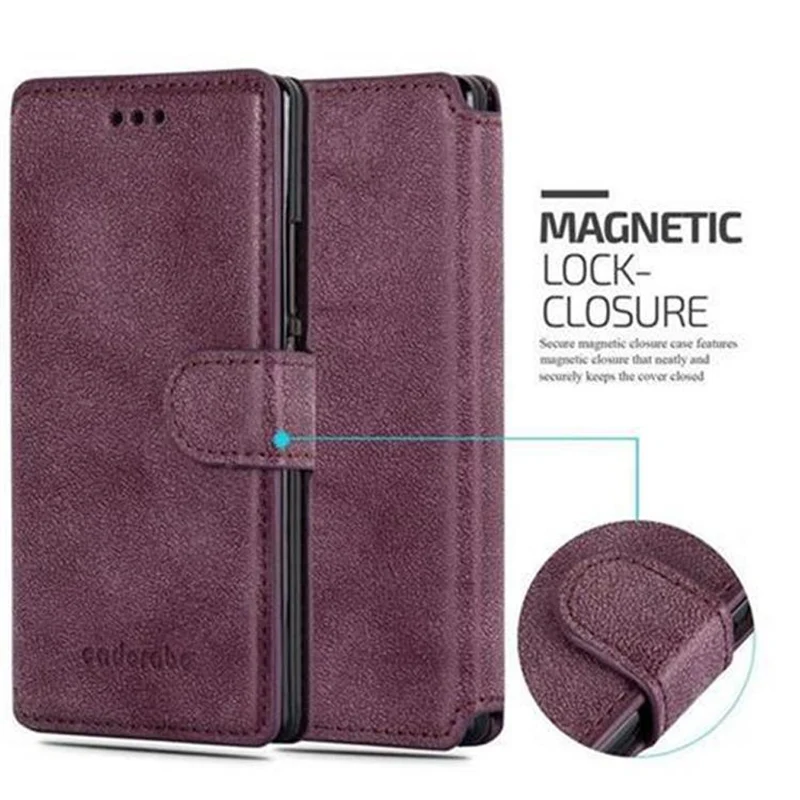 Cadorabo Hülle kompatibel mit Huawei ASCEND P7 Schutzhülle mit Standfunktion und Kartenfach im Retro Design
