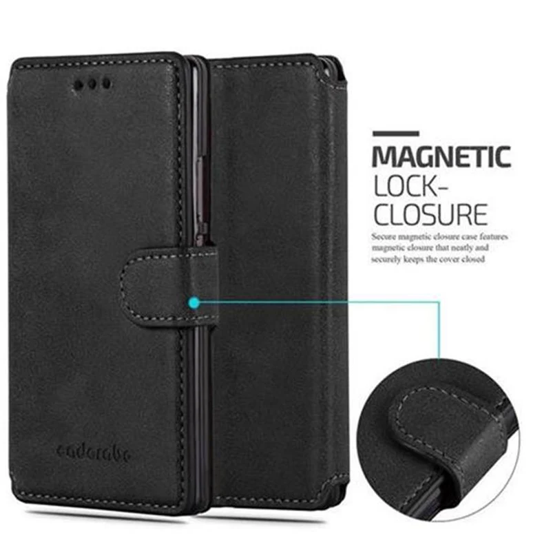 Cadorabo Hülle kompatibel mit Huawei ASCEND P7 Schutzhülle mit Standfunktion und Kartenfach im Retro Design