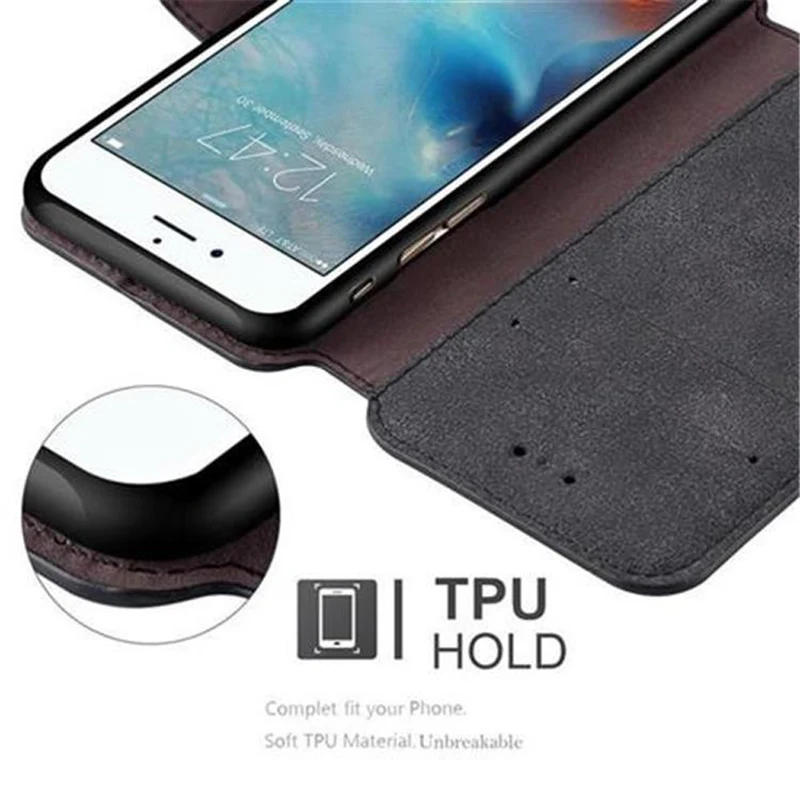 Cadorabo Hülle kompatibel mit Apple iPhone 6 / 6S Schutzhülle mit Standfunktion und Kartenfach im Retro Design