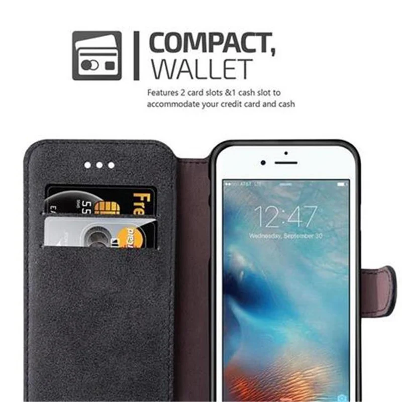 Cadorabo Hülle kompatibel mit Apple iPhone 6 / 6S Schutzhülle mit Standfunktion und Kartenfach im Retro Design