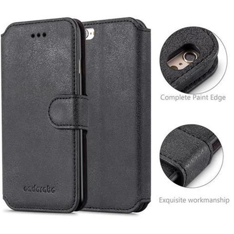 Cadorabo Hülle kompatibel mit Apple iPhone 6 / 6S Schutzhülle mit Standfunktion und Kartenfach im Retro Design
