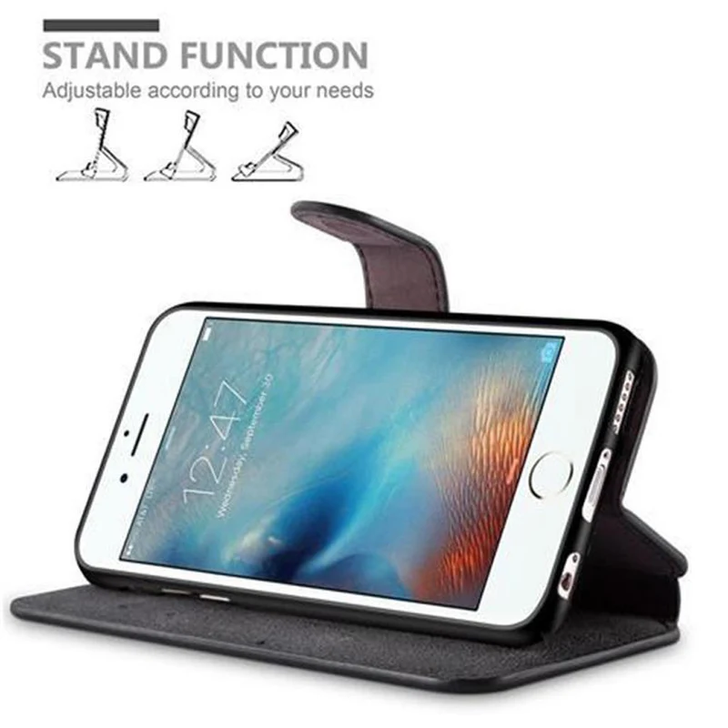 Cadorabo Hülle kompatibel mit Apple iPhone 6 / 6S Schutzhülle mit Standfunktion und Kartenfach im Retro Design