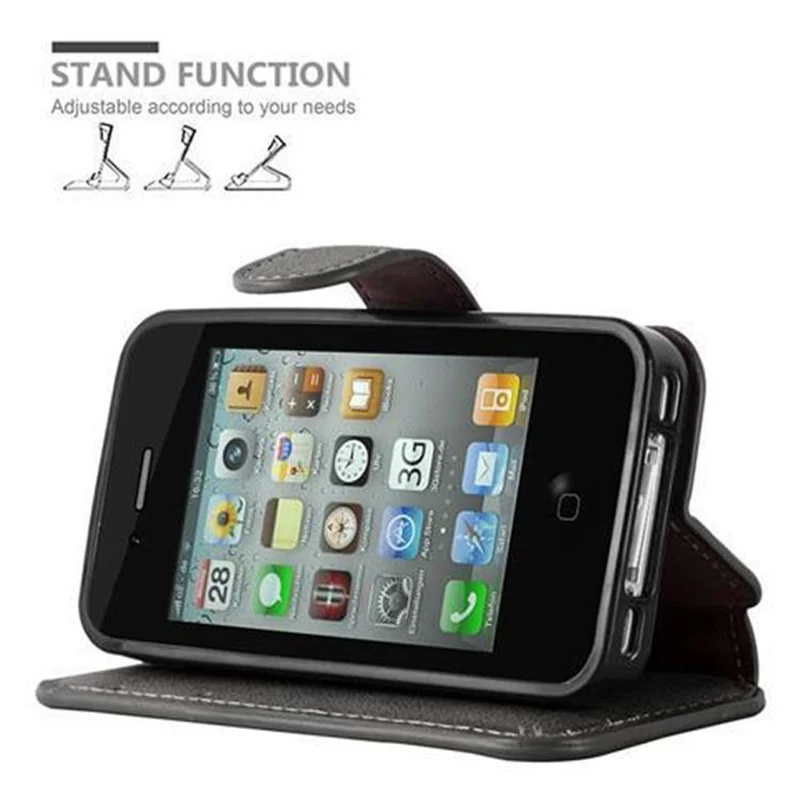 Cadorabo Hülle kompatibel mit Apple iPhone 4 / 4S Schutzhülle mit Standfunktion und Kartenfach im Retro Design
