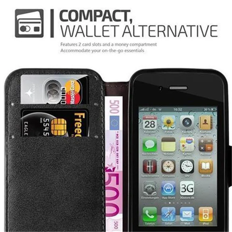 Cadorabo Hülle kompatibel mit Apple iPhone 4 / 4S Schutzhülle mit Standfunktion und Kartenfach im Retro Design
