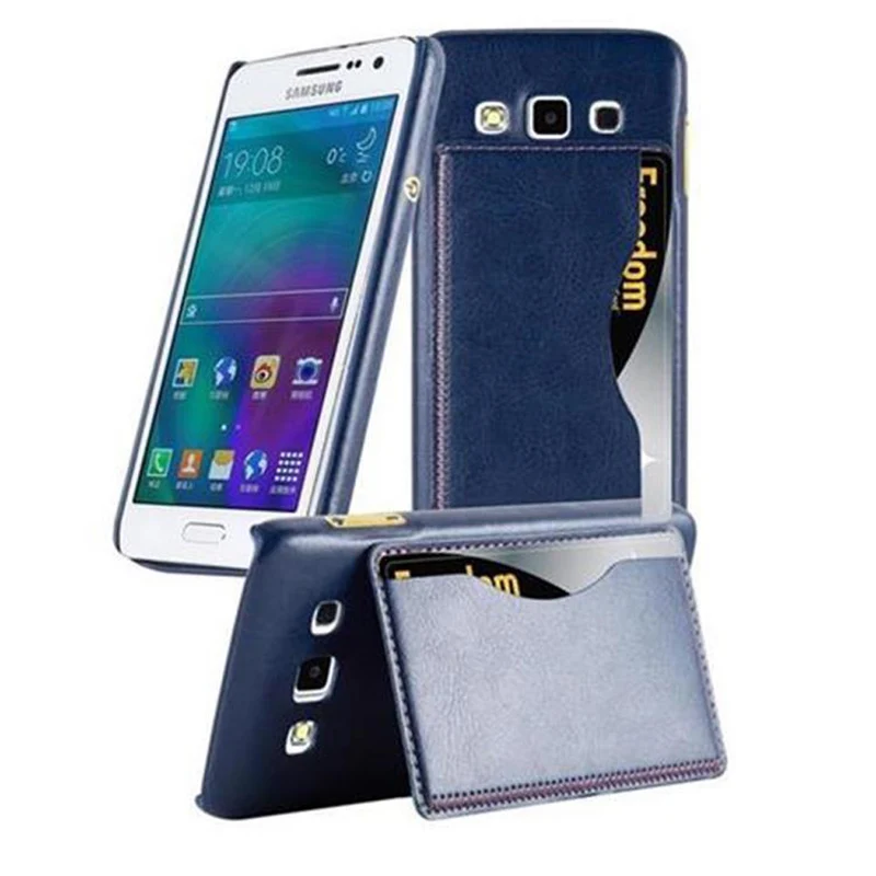 Cadorabo Hülle kompatibel mit Samsung Galaxy A3 2015 Hard Case Schutzhülle mit Kunstlederüberzug, Standfunktion und Kartenfach