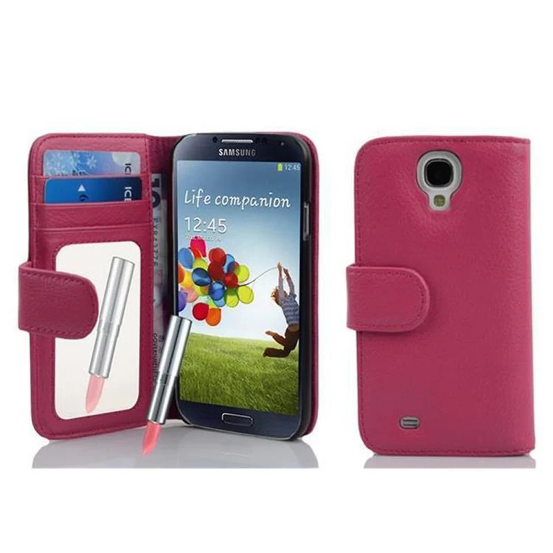 Cadorabo Hülle kompatibel mit Samsung Galaxy S4 Schutzhülle mit Spiegel und Kartenfach