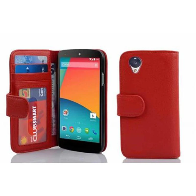 Cadorabo Hülle kompatibel mit LG Google NEXUS 5 Schutzhülle mit Magnetverschluss und 3 Kartenfächern