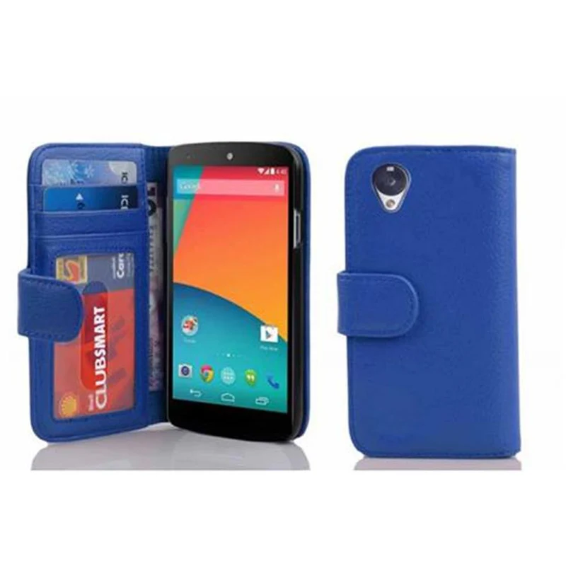 Cadorabo Hülle kompatibel mit LG Google NEXUS 5 Schutzhülle mit Magnetverschluss und 3 Kartenfächern