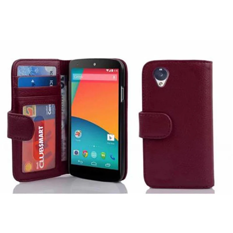 Cadorabo Hülle kompatibel mit LG Google NEXUS 5 Schutzhülle mit Magnetverschluss und 3 Kartenfächern