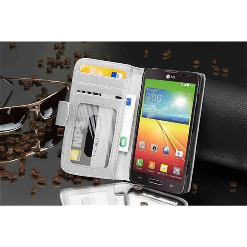 Cadorabo Hülle kompatibel mit LG L90 (1. SIM) Schutzhülle mit Magnetverschluss und 3 Kartenfächern