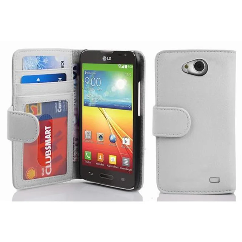 Cadorabo Hülle kompatibel mit LG L70 (1. SIM) Schutzhülle mit Magnetverschluss und 3 Kartenfächern