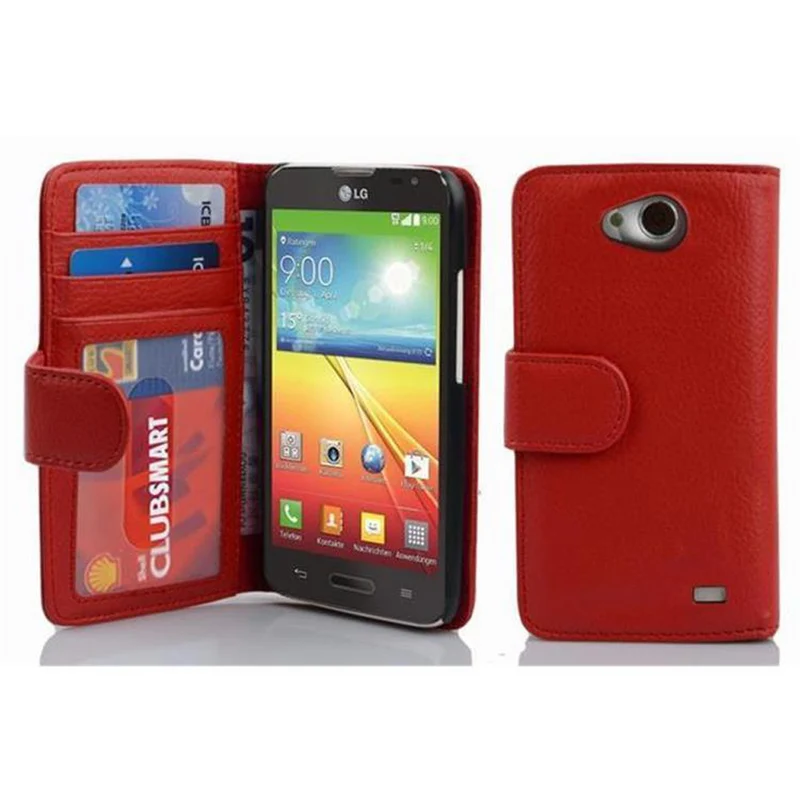 Cadorabo Hülle kompatibel mit LG L70 (1. SIM) Schutzhülle mit Magnetverschluss und 3 Kartenfächern