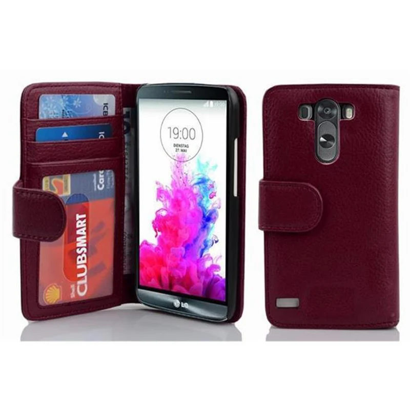 Cadorabo Hülle kompatibel mit LG G3 Schutzhülle mit Magnetverschluss und 3 Kartenfächern