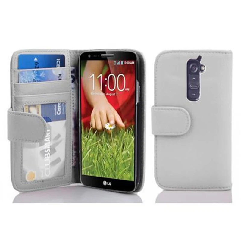 Cadorabo Hülle kompatibel mit LG G2 Schutzhülle mit Magnetverschluss und 3 Kartenfächern