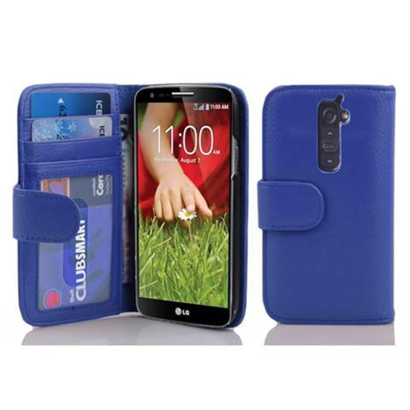 Cadorabo Hülle kompatibel mit LG G2 Schutzhülle mit Magnetverschluss und 3 Kartenfächern