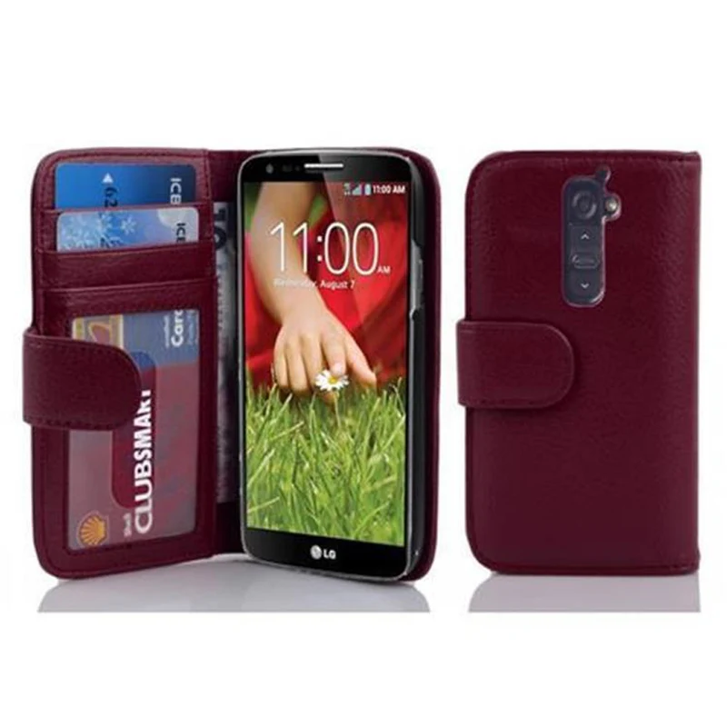 Cadorabo Hülle kompatibel mit LG G2 Schutzhülle mit Magnetverschluss und 3 Kartenfächern