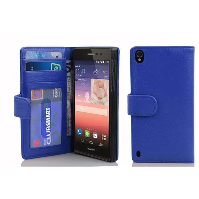Cadorabo Hülle kompatibel mit Huawei ASCEND P7 Schutzhülle mit Magnetverschluss und 3 Kartenfächern