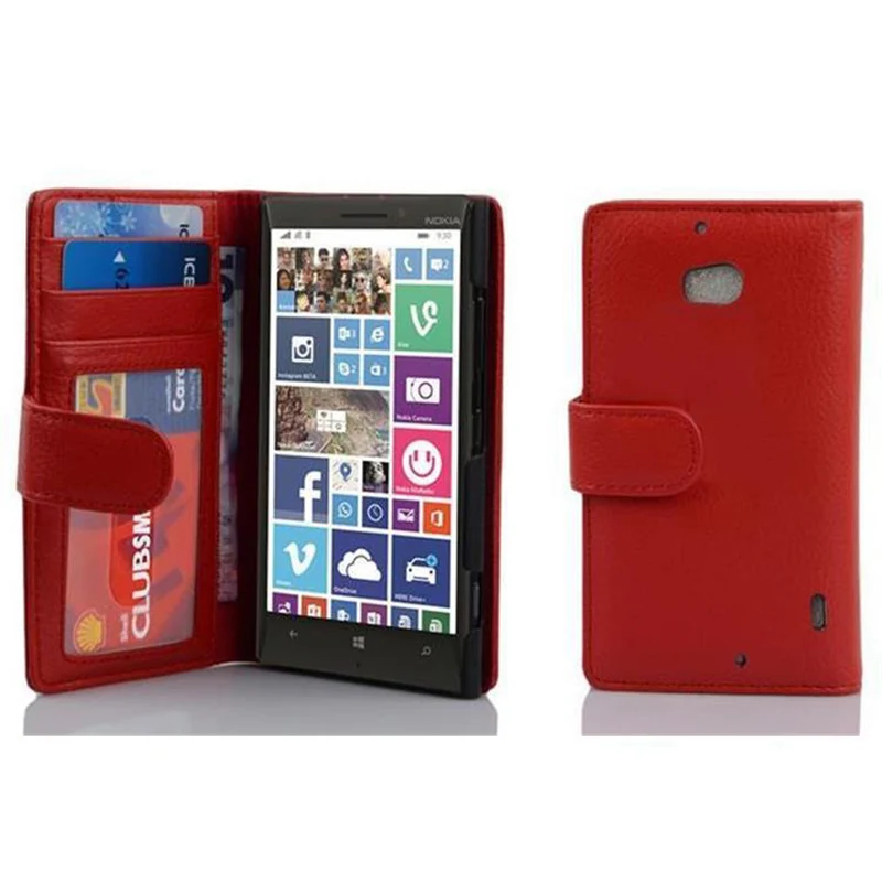 Cadorabo Hülle kompatibel mit Nokia Lumia 929 / 930 Schutzhülle mit Magnetverschluss und 3 Kartenfächern