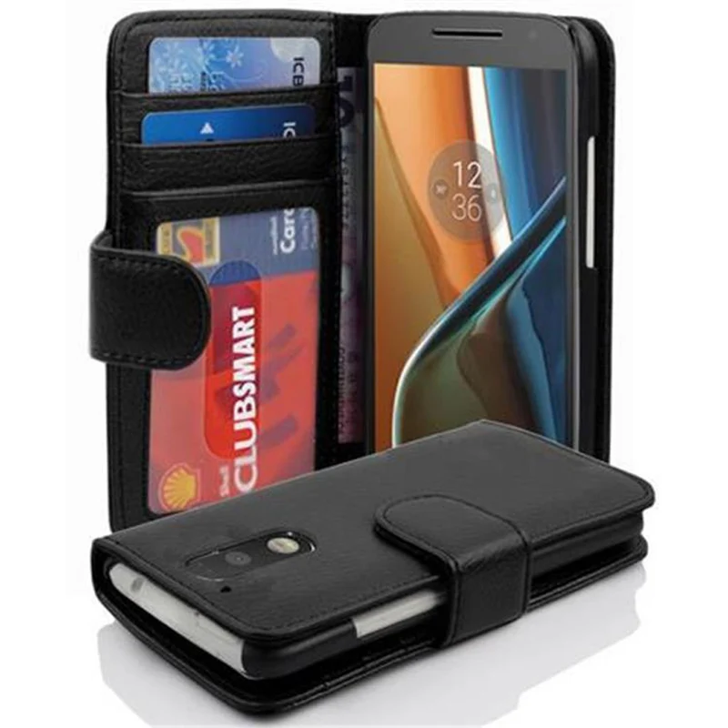 Cadorabo Hülle kompatibel mit Motorola MOTO G4 / G4 PLUS Schutzhülle mit Magnetverschluss und 3 Kartenfächern