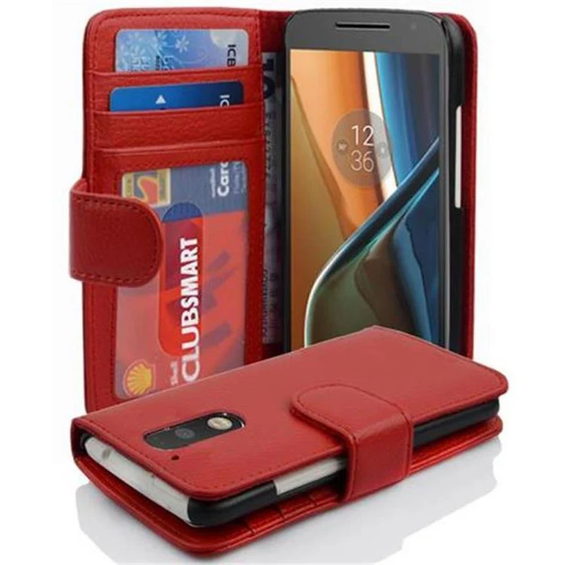 Cadorabo Hülle kompatibel mit Motorola MOTO G4 / G4 PLUS Schutzhülle mit Magnetverschluss und 3 Kartenfächern
