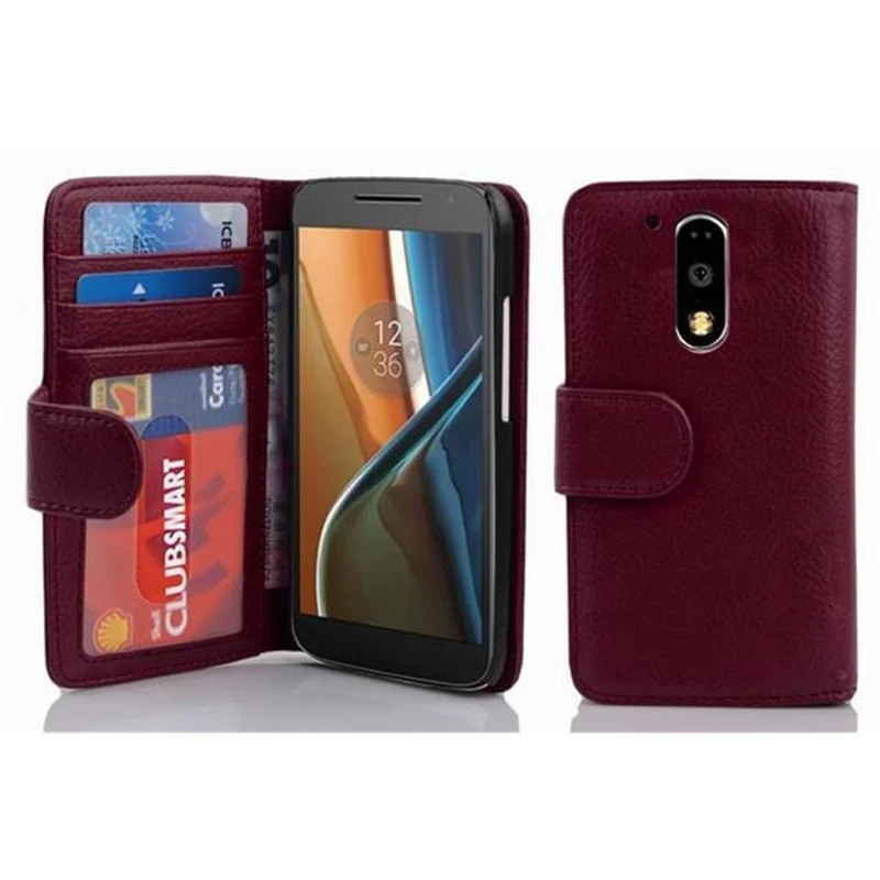 Cadorabo Hülle kompatibel mit Motorola MOTO G4 / G4 PLUS Schutzhülle mit Magnetverschluss und 3 Kartenfächern
