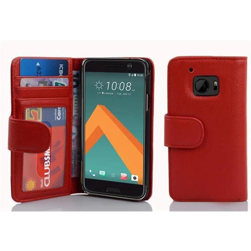 Cadorabo Hülle kompatibel mit HTC ONE M10 Schutzhülle mit Magnetverschluss und 3 Kartenfächern