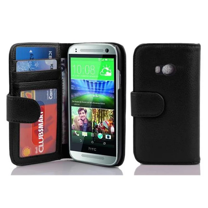 Cadorabo Hülle kompatibel mit HTC ONE M8 MINI Schutzhülle mit Magnetverschluss und 3 Kartenfächern