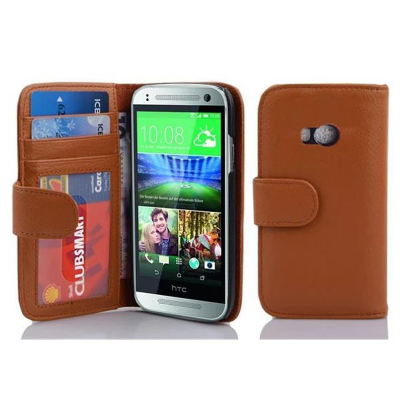 Cadorabo Hülle kompatibel mit HTC ONE M8 MINI Schutzhülle mit Magnetverschluss und 3 Kartenfächern