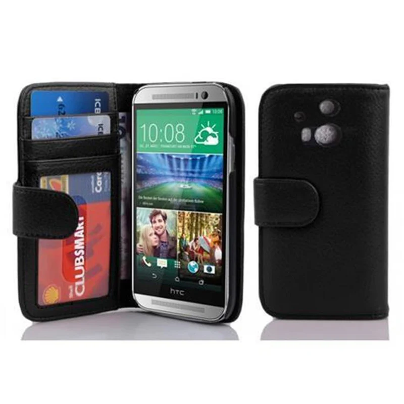 Cadorabo Hülle kompatibel mit HTC ONE M8 Schutzhülle mit Magnetverschluss und 3 Kartenfächern